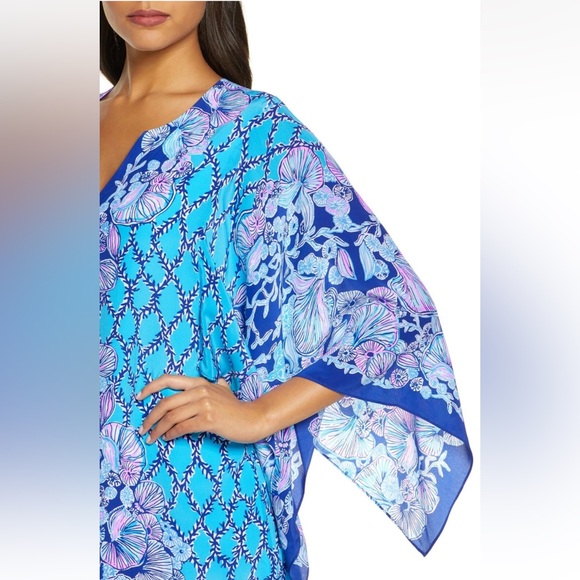 Lilly Pulitzer SHALYNN SILK CAFTAN Lapis Lazuli - Picture 4 of 9